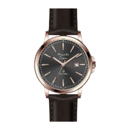 Alexandre Christie ALCW1014MDLRGDG Black Dial Black Leather Strap Analog Men Watch